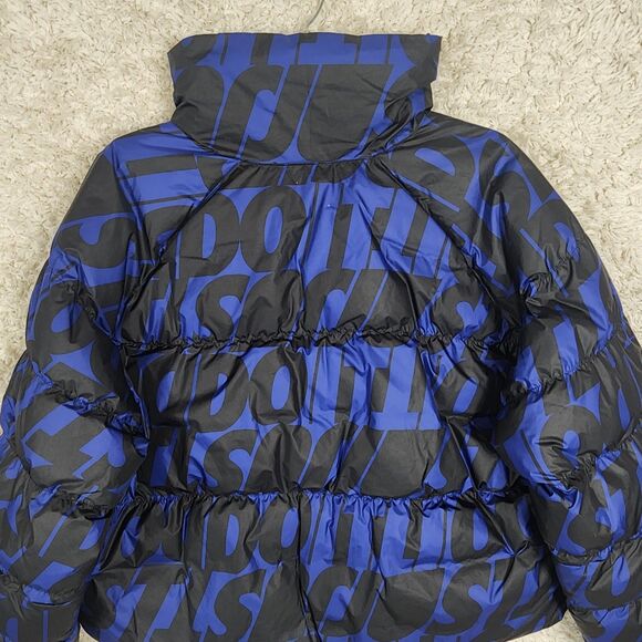 Nike Puffer Jacket Womens Medium Blue Sportswear Just Do It Logo Zip Winter Coat - Picture 6 of 11